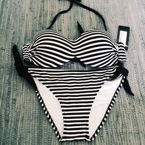 Nasty Gal Other - Nasty Gal Black Striped NWT Bikini